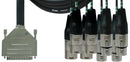 Cordial 5' TASCAM D-Sub 25-Pin Male to 8 3-Pin XLRF Cable - CFD1.5DFT