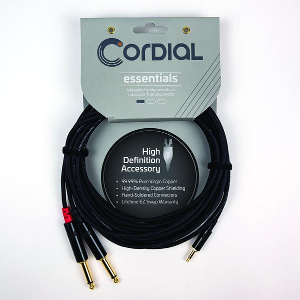 Cordial 10' Y Adapter - 1/8″ TRS to Left/Right 1/4″ Mono - CFY3WPP