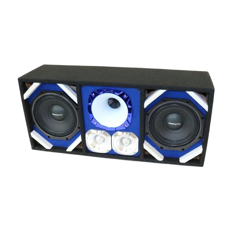 Deejay LED Loaded Box w/ 2 8” Woofers, 1 Horn & 2 Bullet Tweeters - Blue