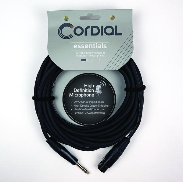 Cordial 20' Balanced Microphone Cable - XLR Female to TRS 1/4" - CIM6FV