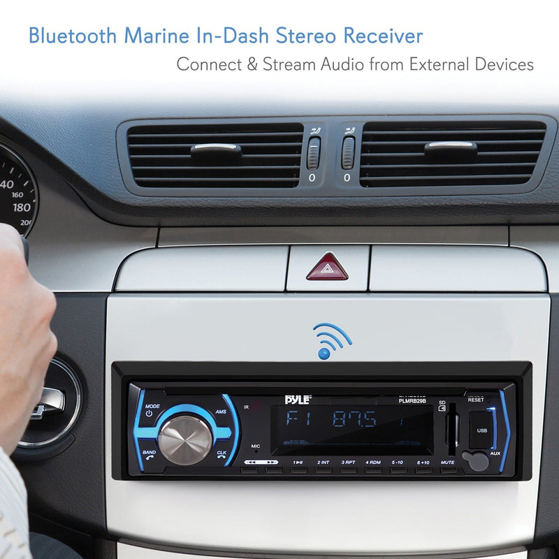 Pyle PLMRB29B Single-DIN In-Dash Digital Marine Stereo Receiver w/ Bluetooth