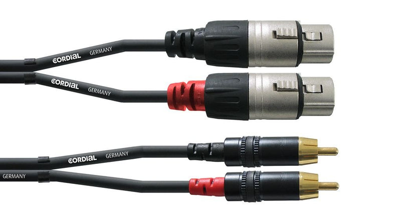 Cordial 10' Unbalanced Twin Cable/Adapter - Female XLR to Male RCA - CFU3FC