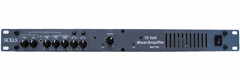 Rolls MA1705 70 Watt Single Rack 70 Volt Mixer Amplifier
