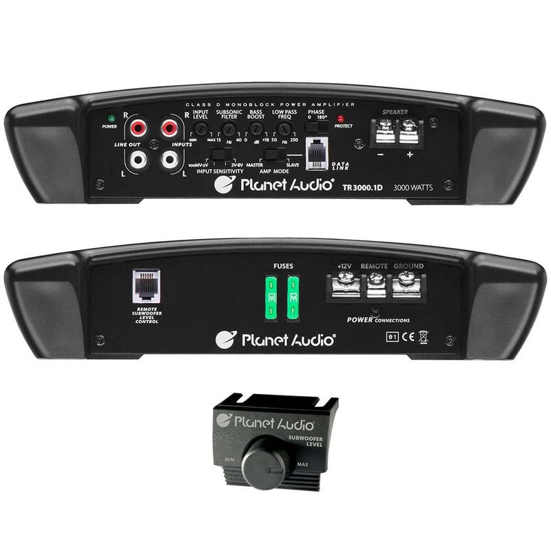 Planet Audio 3000W Max Power Class D Monoblock Amplifier 1-OHM Stable TR3000.1D