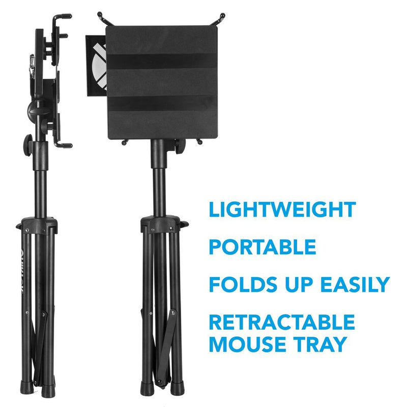 Quik Lok Tripod Laptop Stand w/ Adjustable Height & 360 Swivel Tray - LPH-003