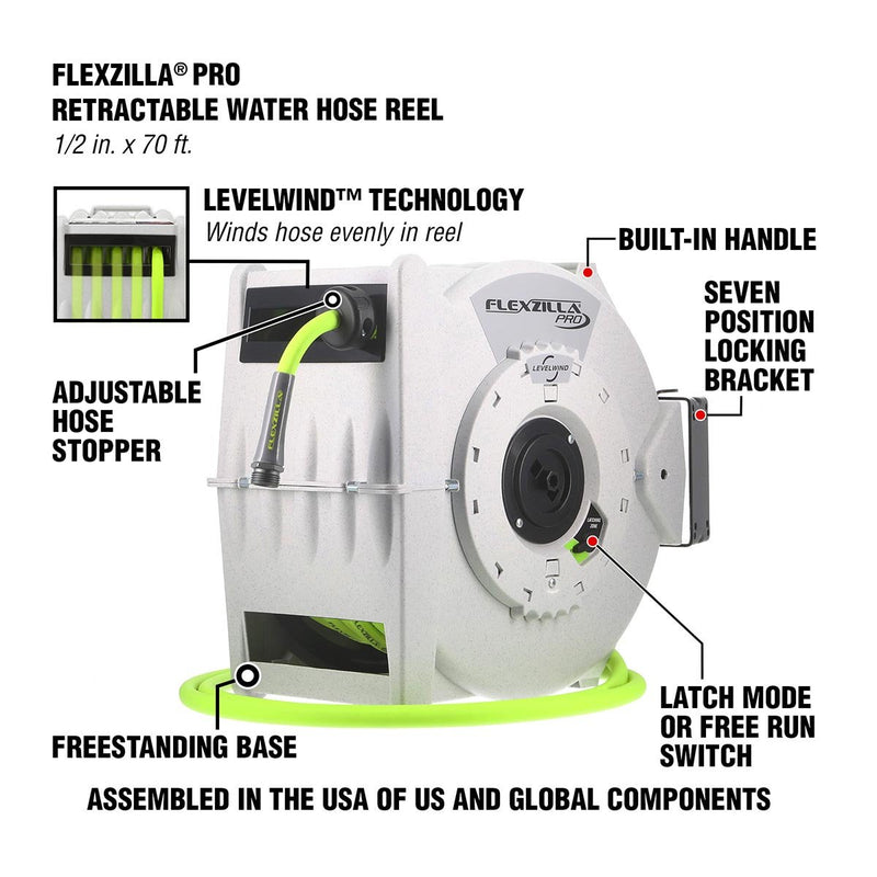 Flexzilla Retractable Water Hose Reel w/ Levelwind Technology 1/2 x 7 –  Sweetheart Deals