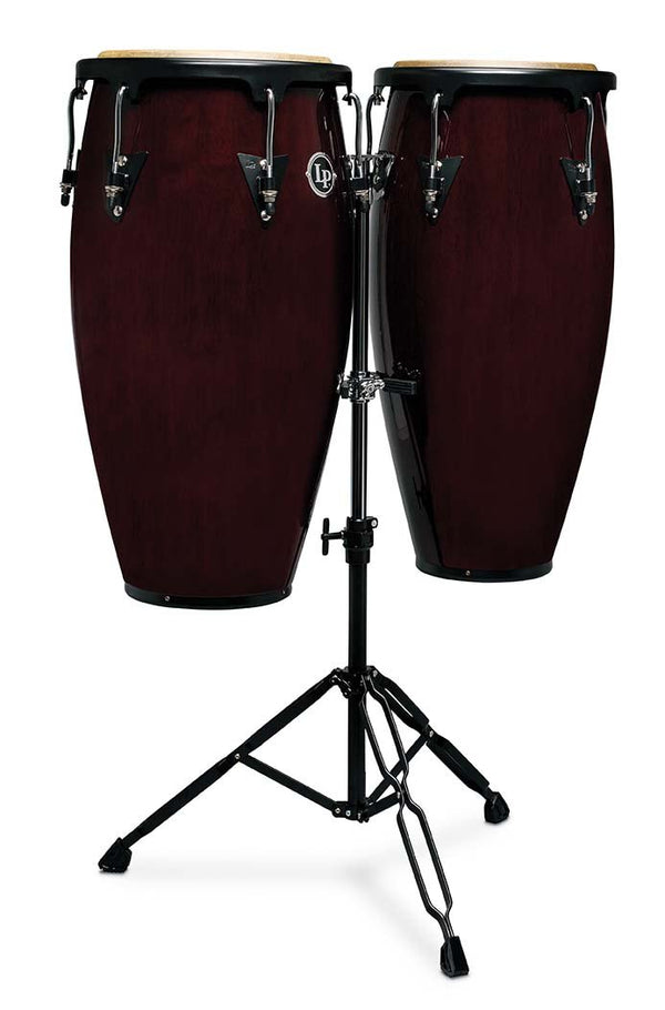 LP Aspire 11” & 12” Conga Set with Double Stand - Dark Wood - LPA647-DW