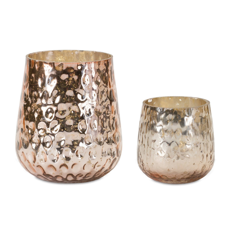 Rose Gold Glass Candle Holder (Set of 8)