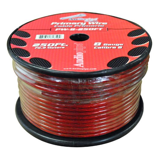 Audiopipe Power Wire 8ga 250' Red PW8RD