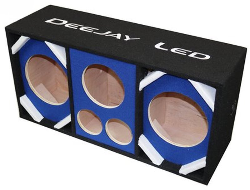 DeeJay LED Car Speaker Enclosure Two 8" Woofers w/ 2 Tweeters & 1 Horn - Blue