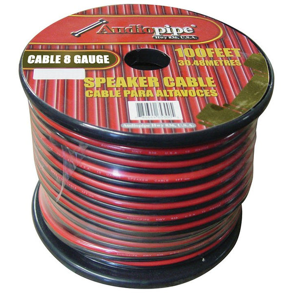 Audiopipe 8 Gauge Speaker Wire 100' Red/Black CABLE8-100BLK