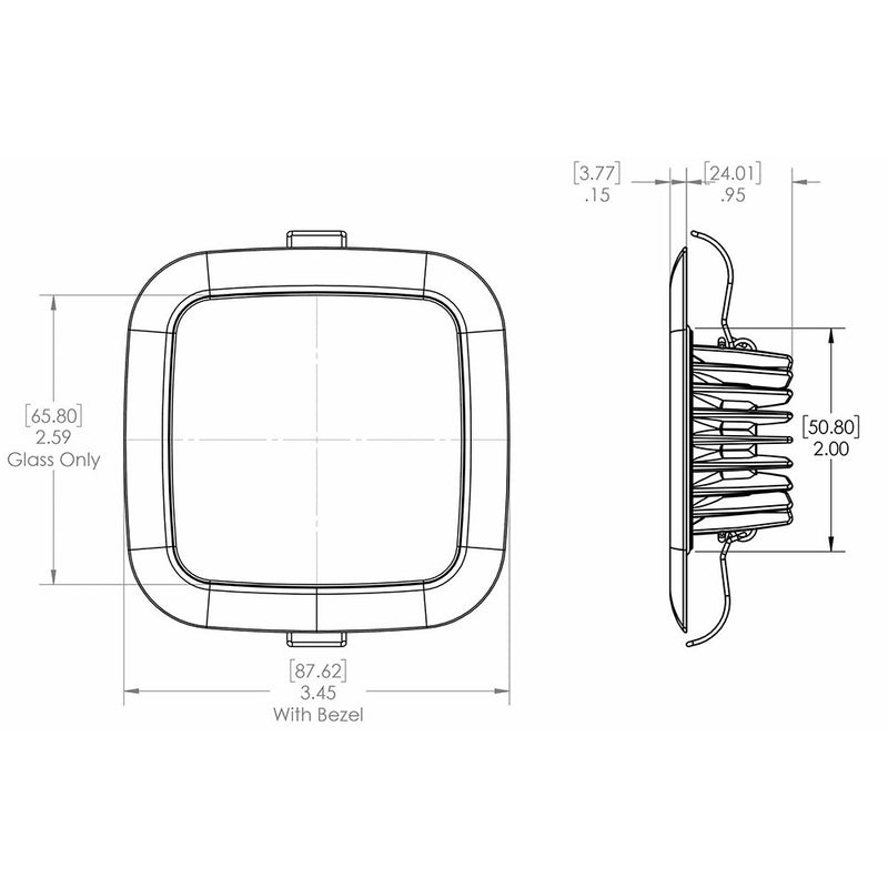 Lumitec Square Mirage Down Light Warm White Dimming Polished Bezel 116119