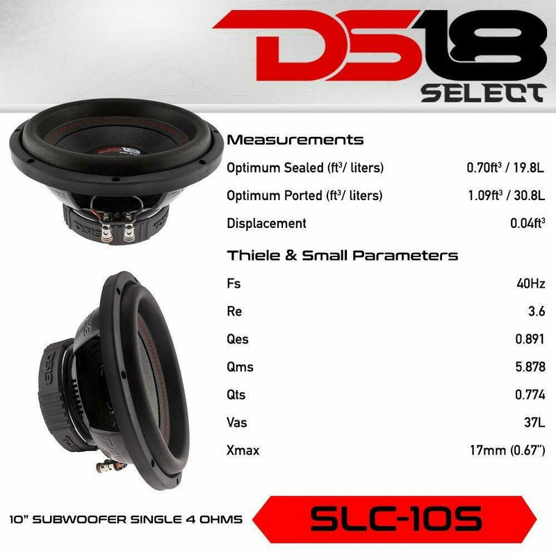 DS18 SLC10S 440W Max 4-Ohm 10" Subwoofer