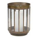 Bronze Candle Holder with Glass Panes 10.75"H