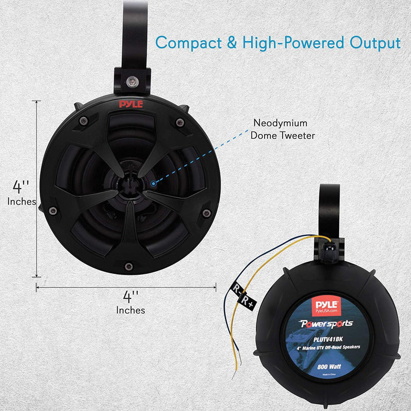 Pyle 4" 800 Watt Waterproof Off-Road Speakers - Pair - PLUTV41BK