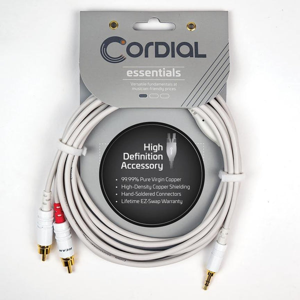 Cordial 20' Y Adapter - Stereo 1/8″ TRS to Left/Right RCA - White - CFY6WCC-SNOW