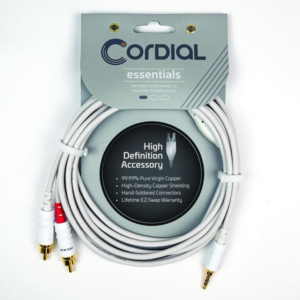 Cordial 5' Y Adapter - Stereo 1/8" TRS to L/R RCA Mono - CFY1.5WCC-LONG-SNOW