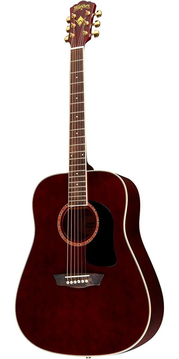 Washburn WD100DLTWRK Mahogany Dreadnought Acoustic Guitar - Trans Wine Red