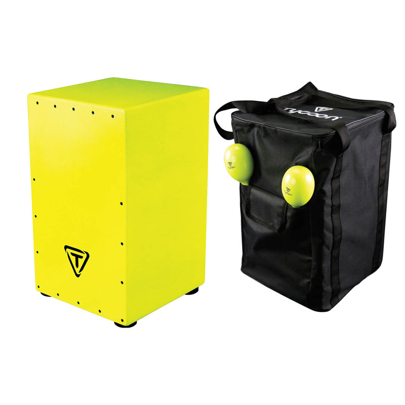 Tycoon Bold Series Cajon Pack - Hi-Viz Yellow w/ Bag & Maracas - TKBSC-29 HV