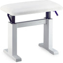 Stagg White Hydraulic Piano Bench w/ Fireproof White Vinyl Top