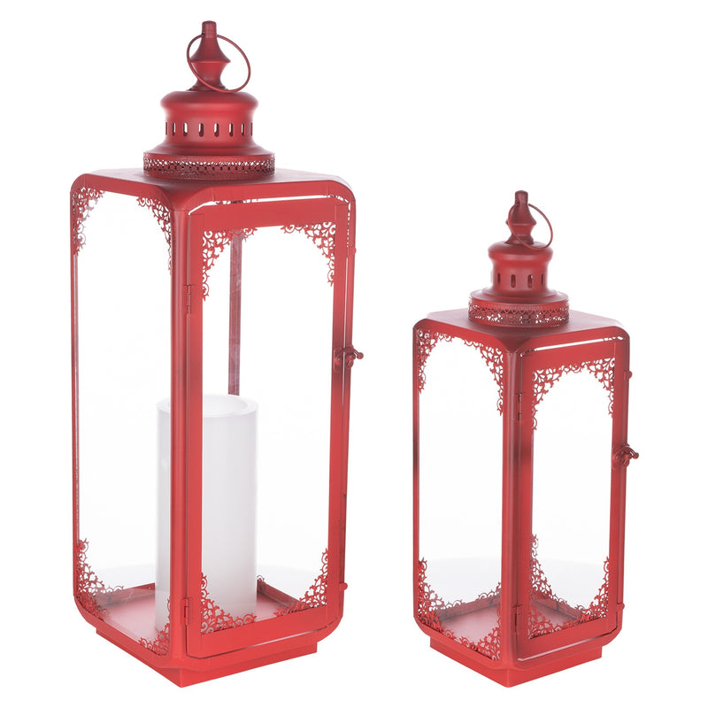 Ornate Curved Metal Lantern (Set of 2)