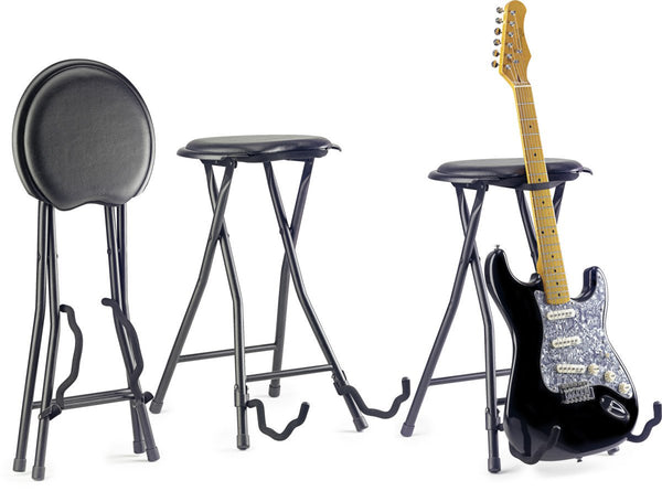 Stagg Foldable Round Stool with Built-in Guitar Stand