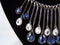 Statement Necklace w/ Blue & Clear Teardrop Crystals - 17" Cocktail Evening Bib
