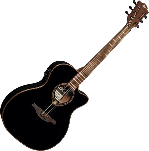 LAG Guitars Tramontane Auditorium Acoustic Electric Guitar Black - T118ASCE-BLK