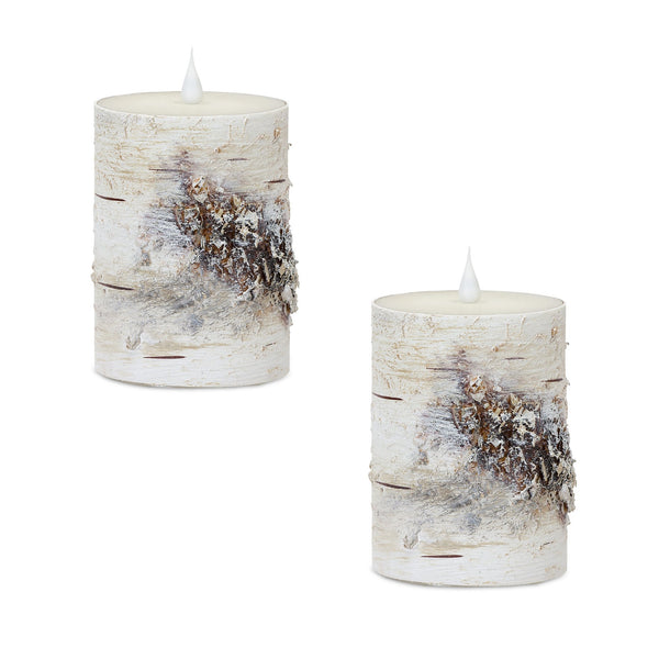 LED Birch Designer Candle with Remote (Set of 2)