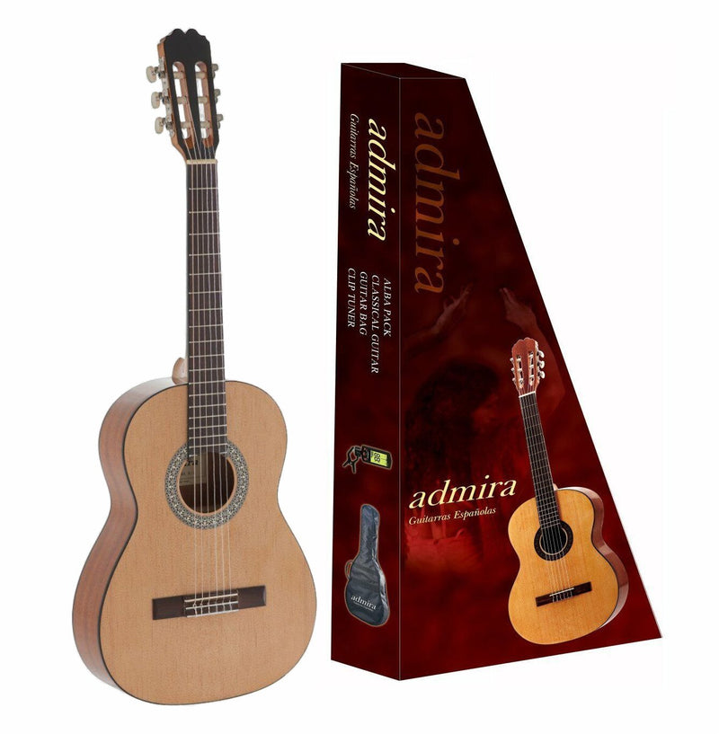 Admira Guitar Pack Alba 3/4 Classical Guitar w/ Tuner, Gig Bag & Color Box