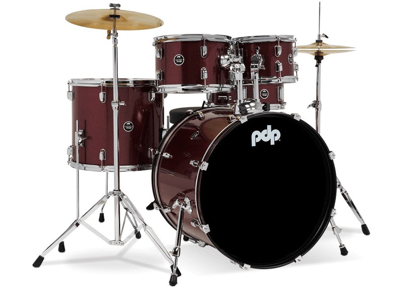 PDP Center Stage 5-Piece Full Drum Kit - 10/12/12/22/14 - Ruby Red Sparkle