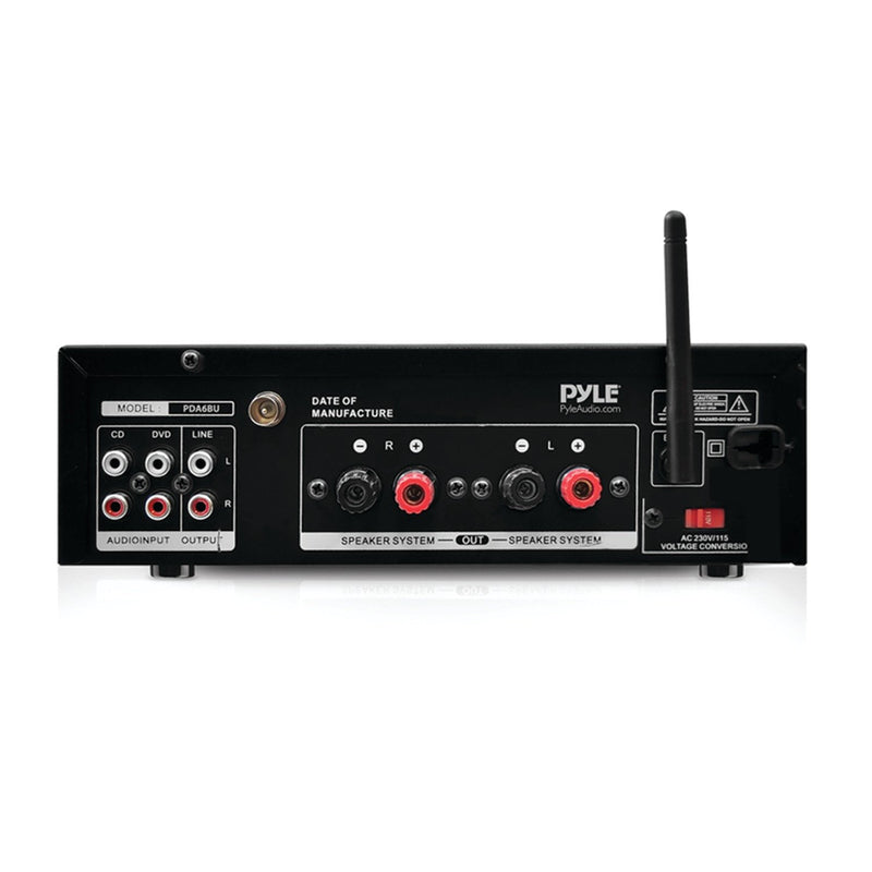 Pyle 200 Watt Bluetooth Stereo Amp Receiver with USB & SD Card Readers - PDA6BU