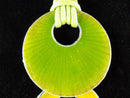 Statement Necklace Modern Pendant w/ Green & Yellow Discs 16"