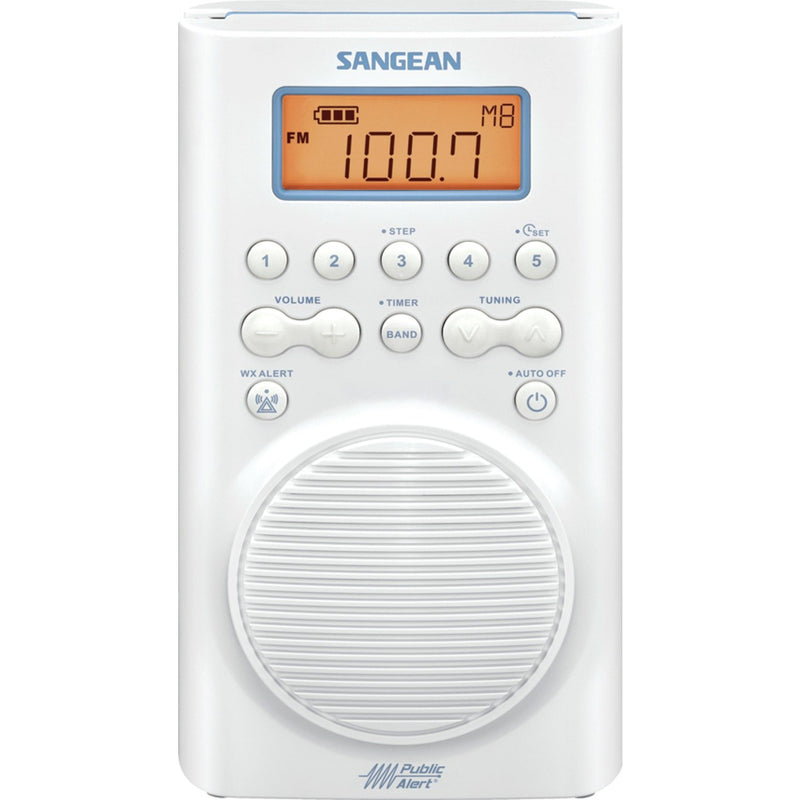 Sangean AM/FM/Weather Alert Waterproof Shower Radio - White - H205