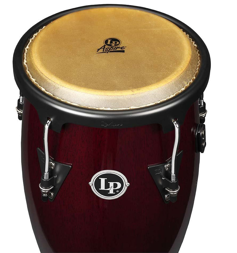 LP Aspire 10" & 11" Conga Set with Double Stand - Red/Dark Wood - LPA646-DW