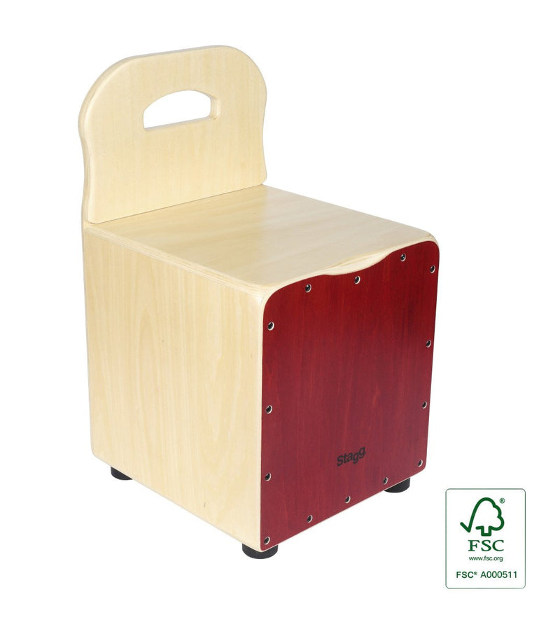 Stagg Kid's Cajón with EasyGo Backrest - Red - CAJ-KID-RD