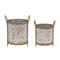 Footed Metal Aztec Planter (Set of 2)
