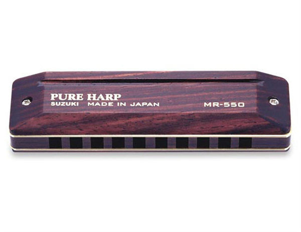 Suzuki Pure Harp Pro Wooden 10 Hole Diatonic Harmonica Key of B - MR-550-B