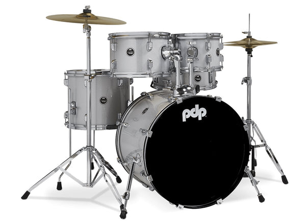 PDP Center Stage 5-Piece Full Drum Kit - 10/12/14/20/14 - Diamond White Sparkle