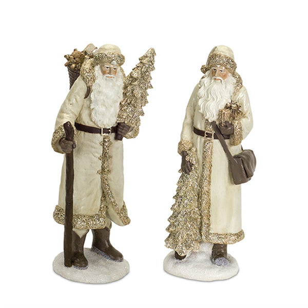 Woodland Winter Santa with Gold Accents (Set of 2)