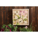 Outdoor Clock with Thermometer Beachwood Flower Design 14 x 14 Garden Patio