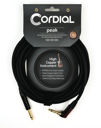 Cordial 10' 1/4″ Straight to Right Angle Silent Instrument Cable - CSI3RP-SILENT