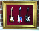 Axe Heaven 22x18 3 Mini Guitar Gold Leafing Display Frame w/ Red Suede