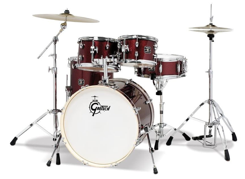 Gretsch Energy 5 Piece Set w/ 4 Piece Hardware (20/10/12/14/14SN) Ruby Sparkle