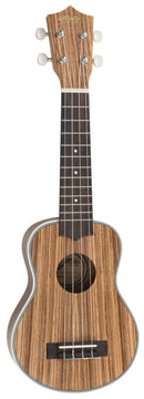 Hilo Ukuleles 2954 Premier Series Zebrawood Soprano Ukulele - with Free Gigbag