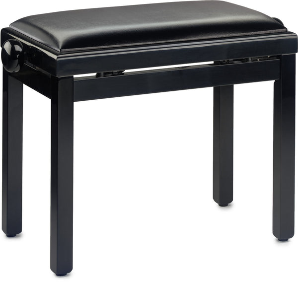 Stagg High Gloss Piano Bench Black w/ Padded Vinyl Top - PB39 BKP SBK