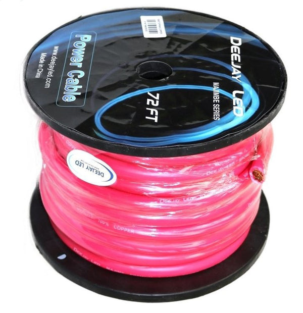 Deejay LED 2 Gauge 72' Copper Power Cable for Car Audio Amplifiers - Pink