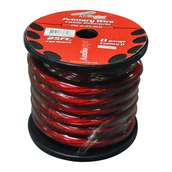 Audiopipe Power Wire  0ga. 25' Red PW025RD