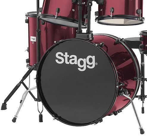 Stagg 5-Piece Drum Set 22/12/13/16/14 w/ Hardware, Throne & Cymbals - TIM122B WR