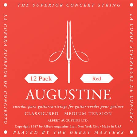 Augustine Classic/Red 12 Pack Medium Tension Nylon Guitar Strings -  HLSETREDPK